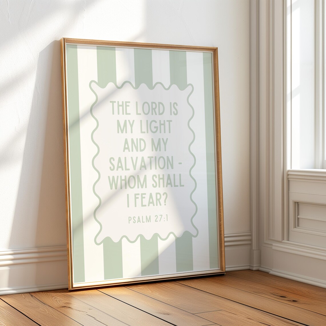 Psalm 27 Christian Wall Art Bible Verse Quote Coastal Granddaughter Prints Sea Foam Green Wall Art Minimalist Faith Inspired Poster - Image 4