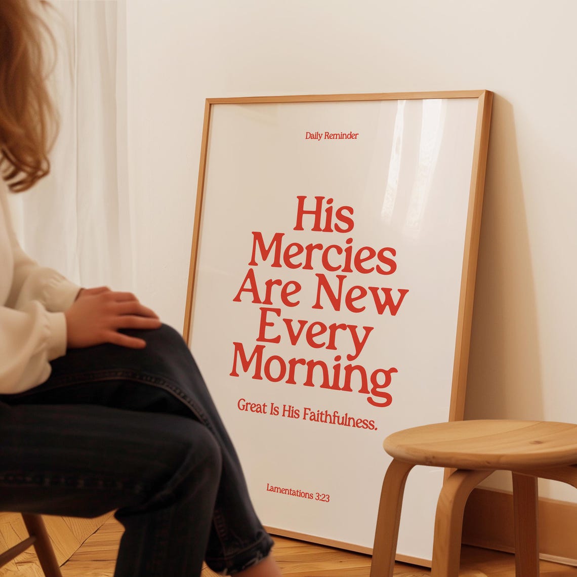 Daily Reminder His Mercies Are New Every Morning Red Serif Poster - Image 3