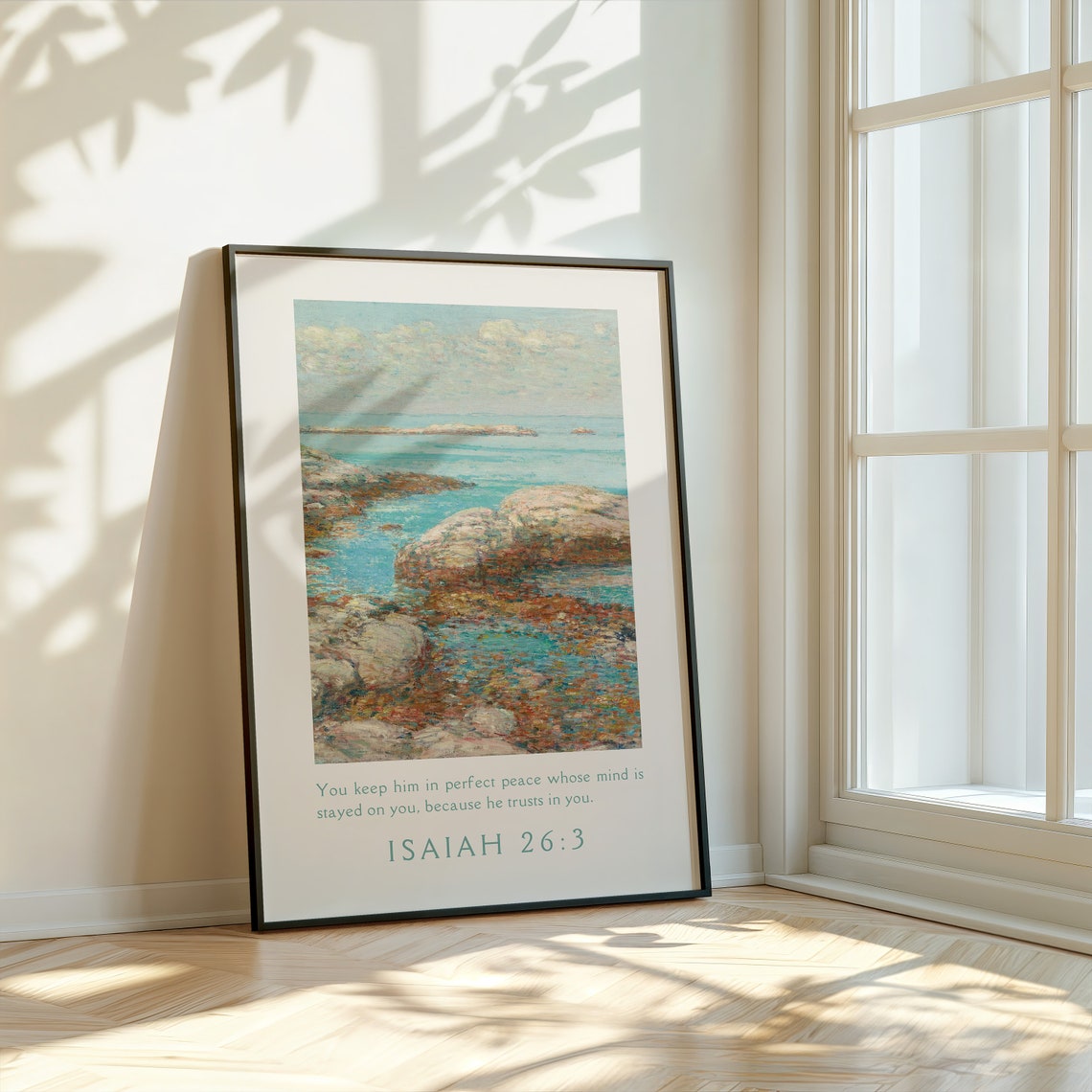 Isaiah 26 3 Perfect Peace Coastal Impressionist Bible Verse Wall Art - Image 3