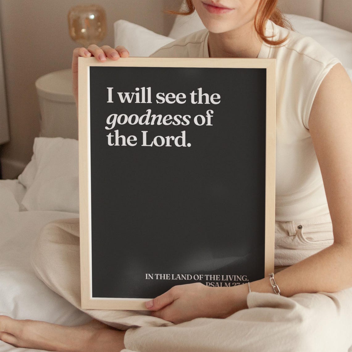 I Will See The Goodness Of The Lord Black Psalm 27 Typography Poster - Image 3