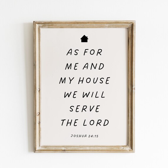 As For Me And My House Joshua 24 15 Cream Black Typography Faith Poster