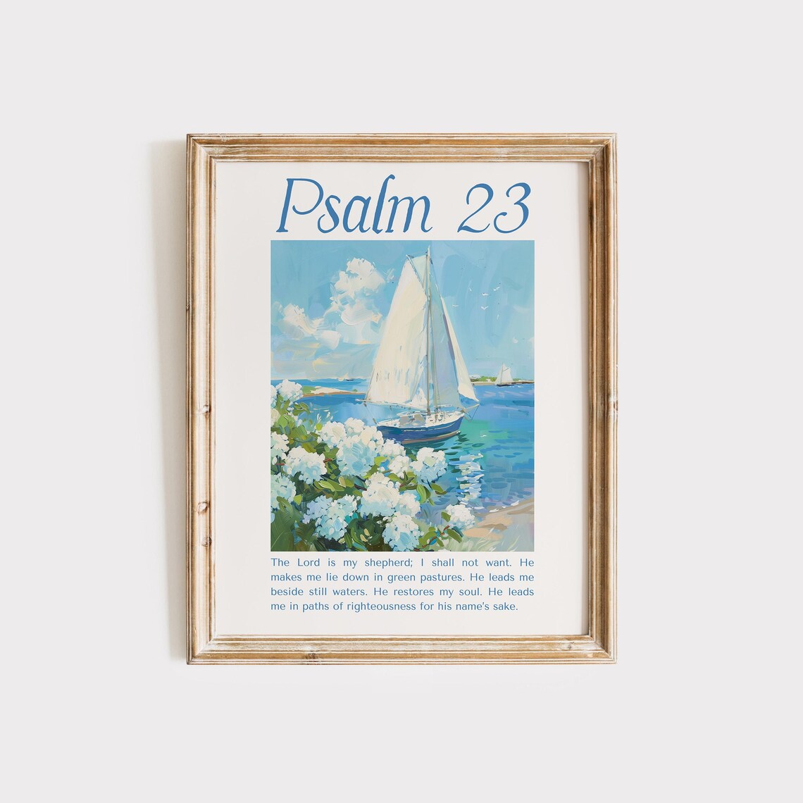 Psalm 23 Christian Coastal Wall Art Print - Image 3