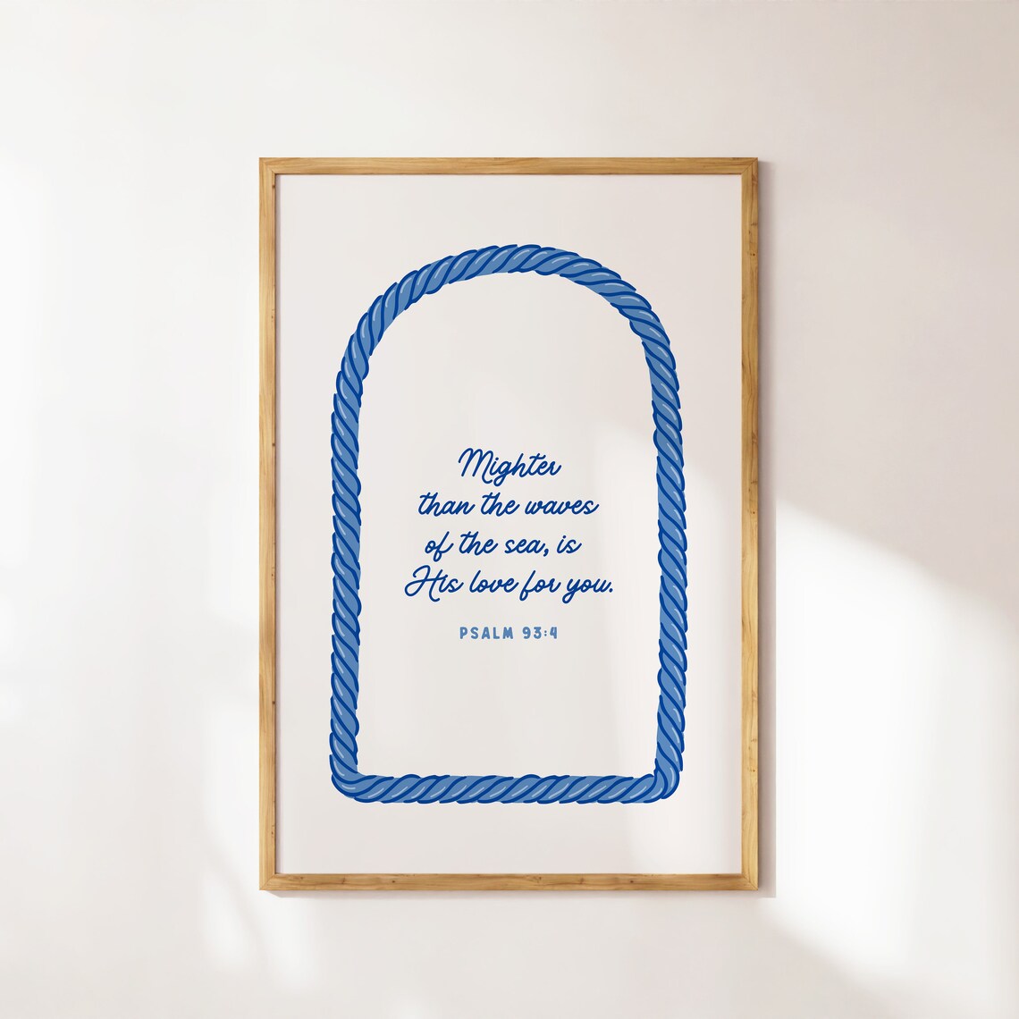 Psalm 93 4 Mightier Than The Waves Nautical Rope Border Bible Verse Wall Art - Image 4
