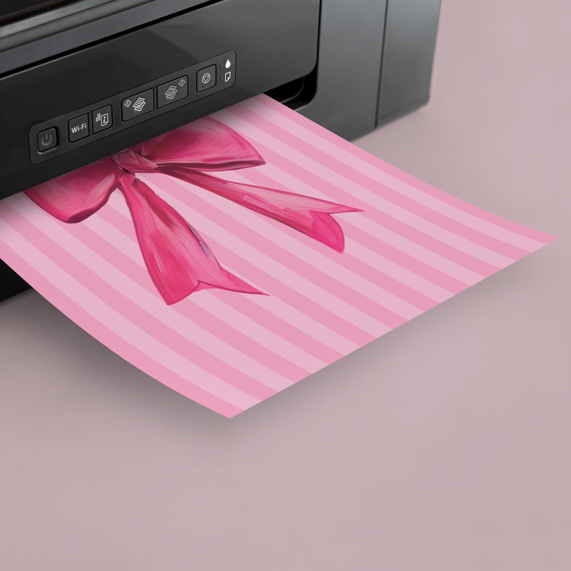 Pink Bow Striped Coquette Girly Preppy Trendy Bedroom Decorative Wall Art - Image 3