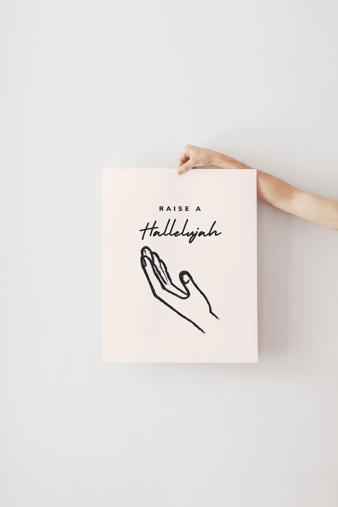 Raise A Hallelujah Raised Hand Line Art Worship Song Lyric Poster - Image 4