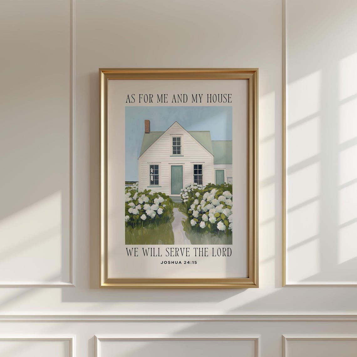 Joshua 24:15 As for Me and My House Cottage Hydrangea Faith Poster - Image 3