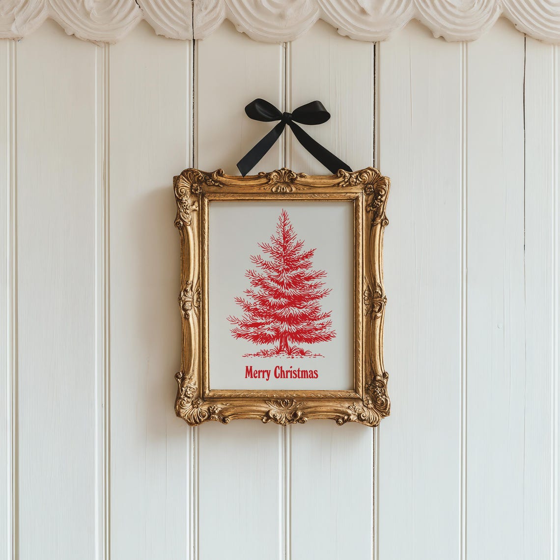 Merry Christmas Red Pine Tree Sketch Minimalist Holiday Poster - Image 4