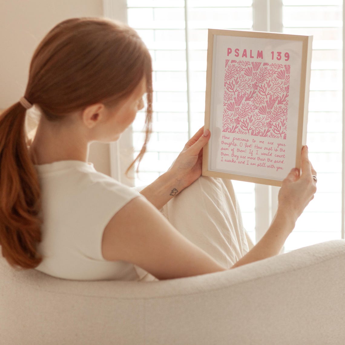 Psalm 139 Pink Coral Reef Pattern Precious Thoughts Scripture Poster - Image 4