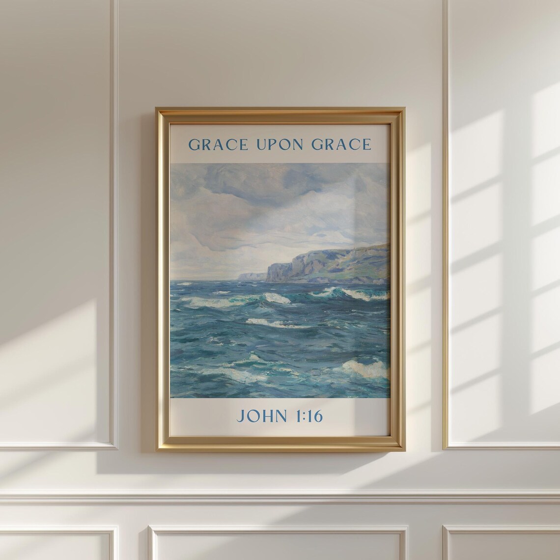 Grace Upon Grace John 1 16 Ocean Wave Coastal Seascape Art Poster - Image 3