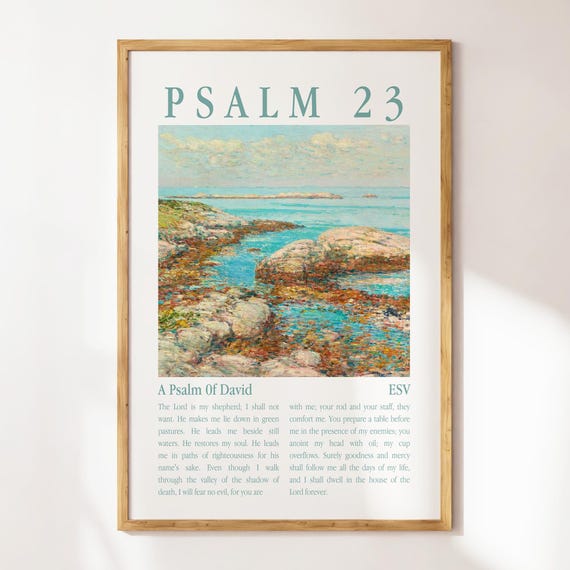 Psalm 23 Coastal Christian Wall Art Bible Verse Wall Art Trendy Apartment Decor Coastal Granddaughter Prints Wall Art