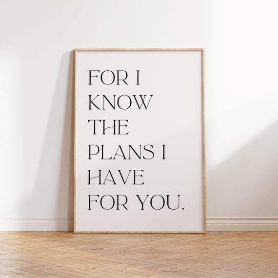 Jeremiah 2911 Christian Wall Art Quote Wall Art Bible Verse Poster Minimalist Christian Print Trendy Apartment Decor Motivational