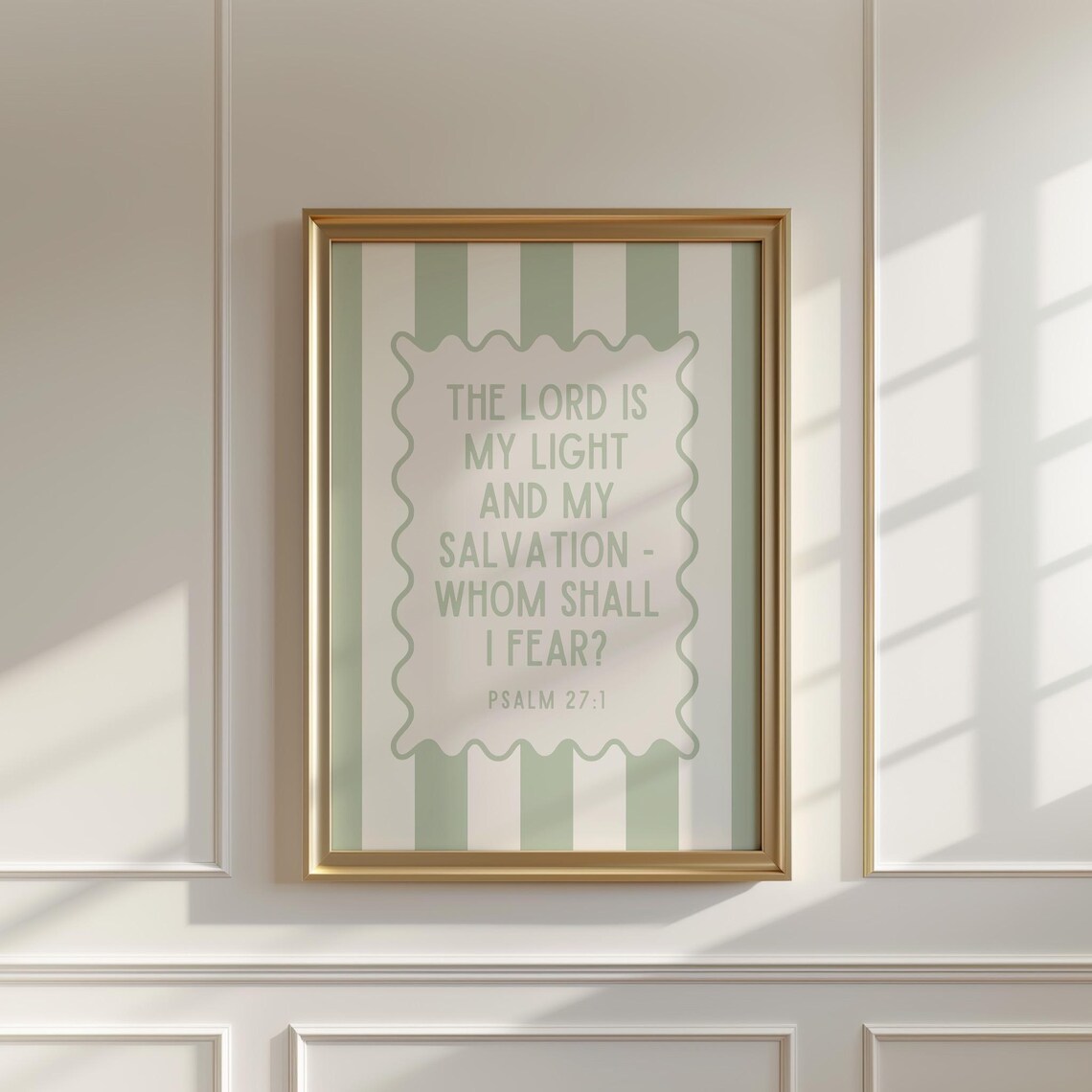 Psalm 27 Christian Wall Art Bible Verse Quote Coastal Granddaughter Prints Sea Foam Green Wall Art Minimalist Faith Inspired Poster - Image 3