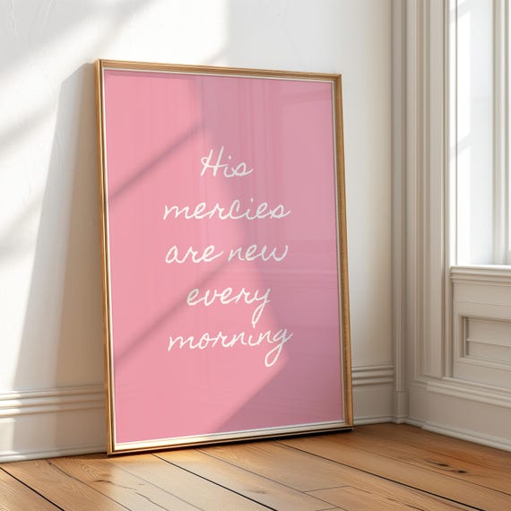 New Mercies Coastal Granddaughter Print Pink Wall Art Christian Wall Art Bible Verse Art Dorm Room Poster Wall Art