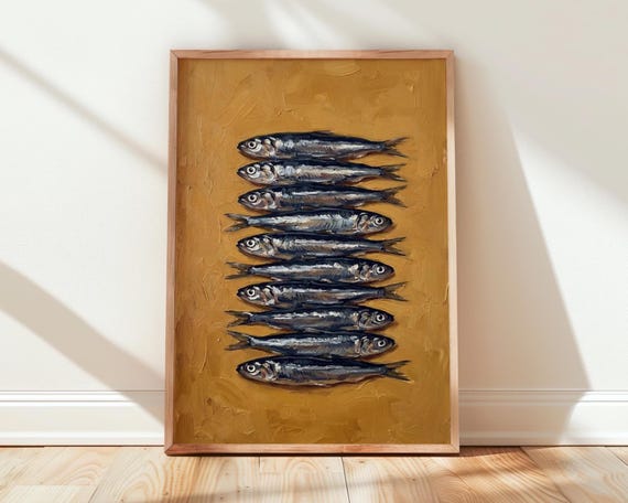 Anchovies Painting Fish Wall Art