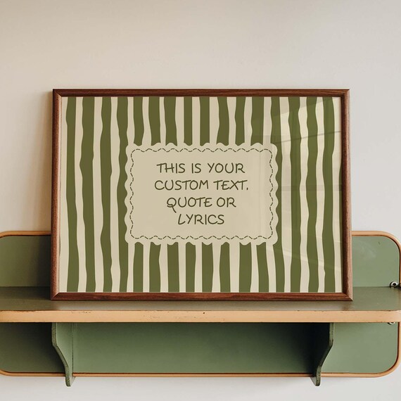 Personalized Custom Text Quote Lyrics Gift Striped Poster Art