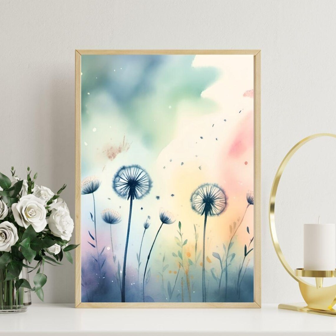 Dandelion Flower Abstract Art Print, Colourful Maximalist - Image 2