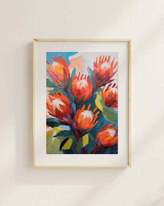 Australian Protea Floral Art Print, Botanical