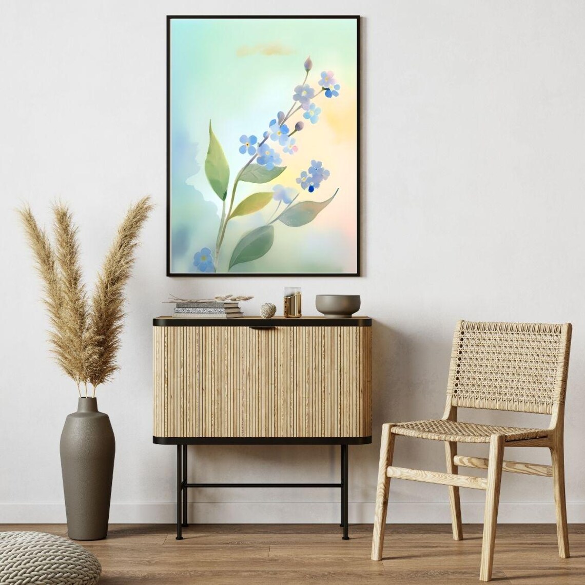 Forget Me Not Blue Flowers Watercolor Delicate Spring Floral Wall Art - Image 5