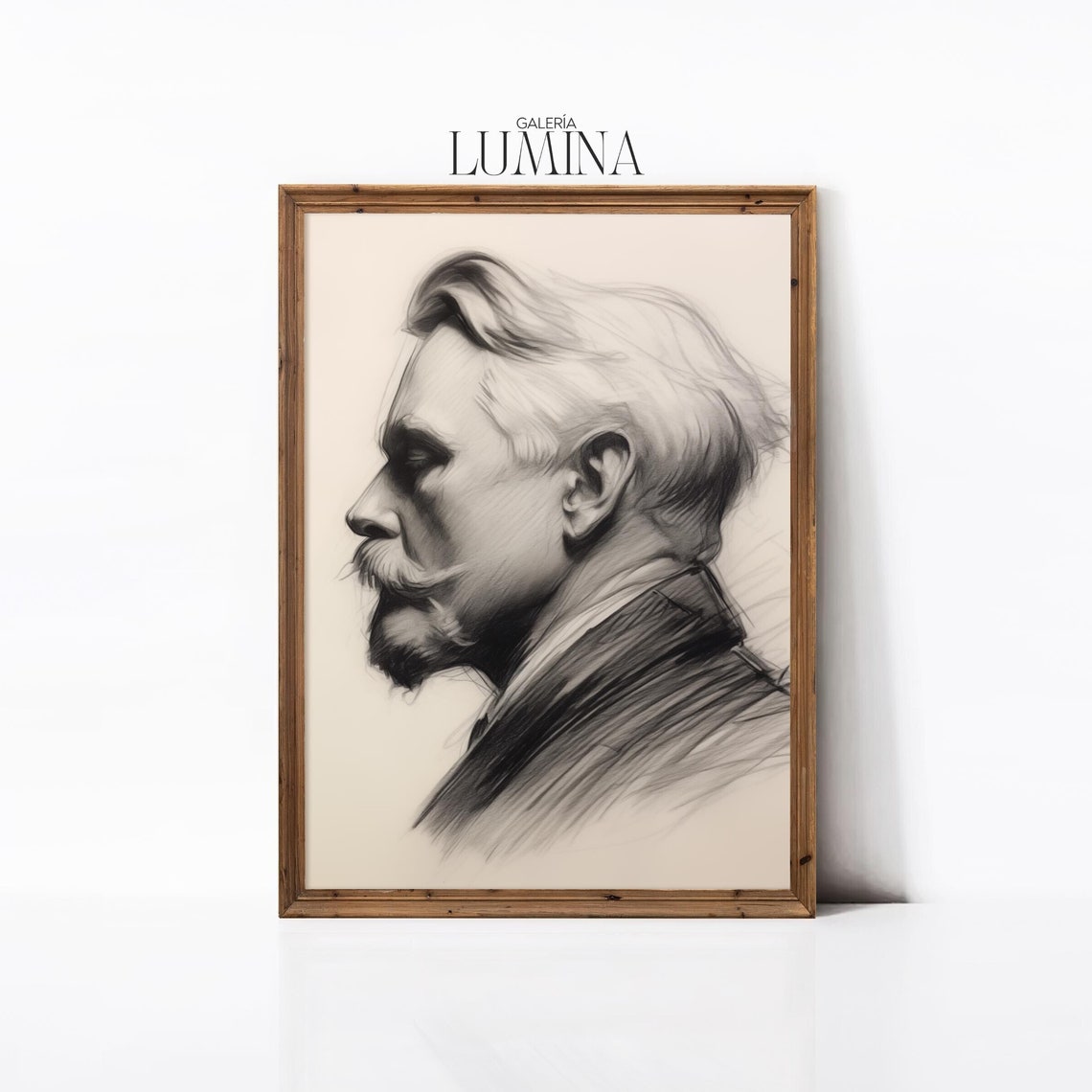 Man In Profile Charcoal Drawing Realistic And Classical Male Portrait Sketch Hand Drawn Figure Study Art Frame Tv Art 548