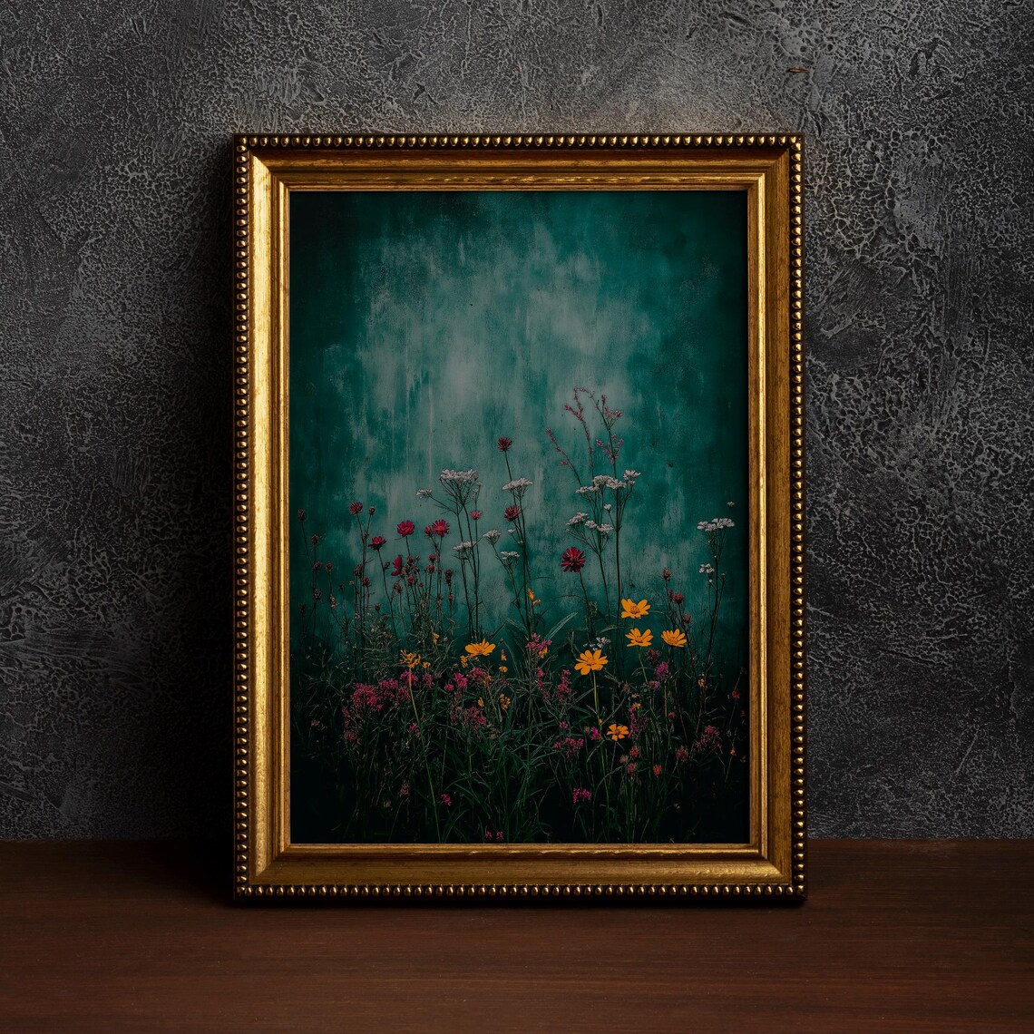Wildflower Print, Cottagecore Dark Botanical Poster
