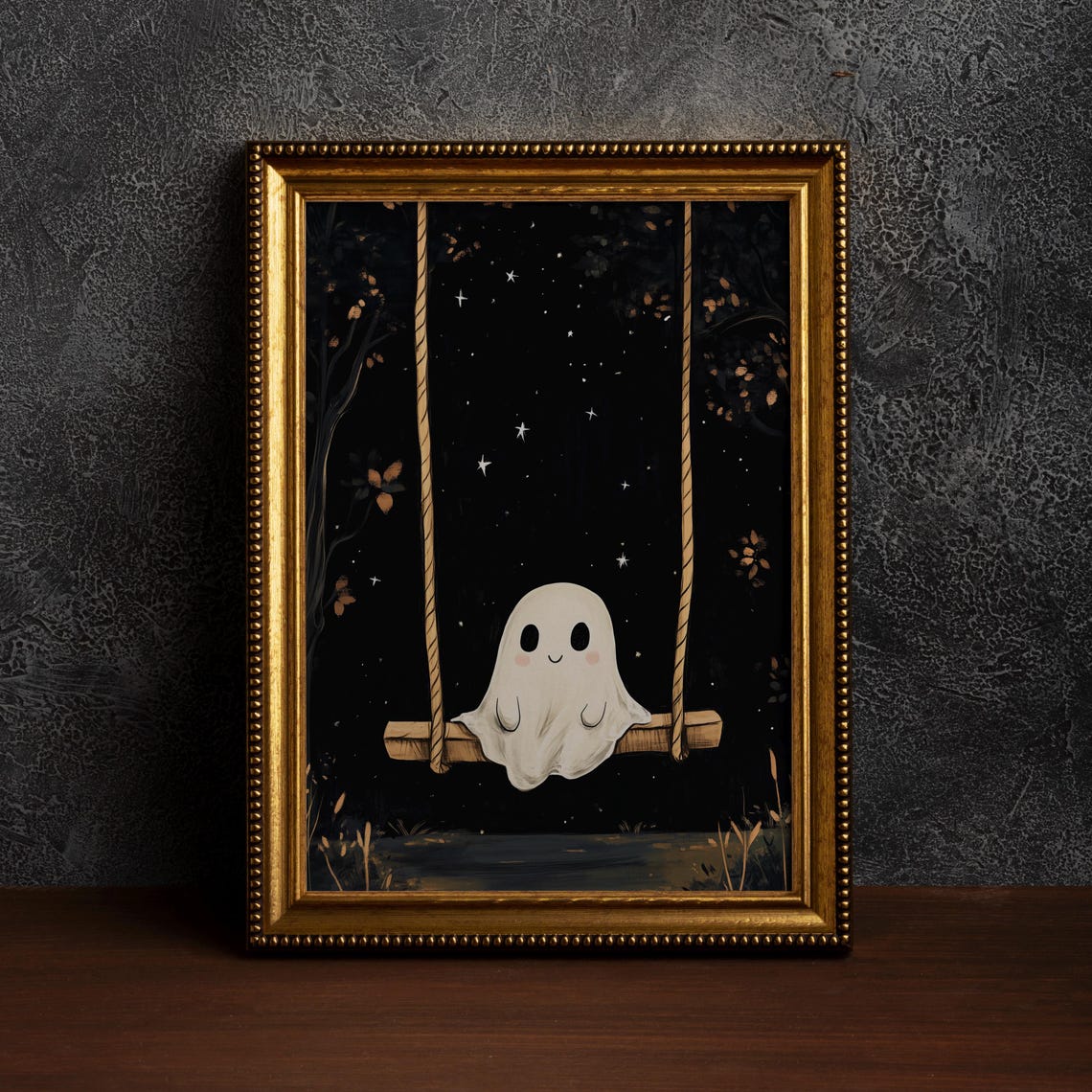 Cute On The Swing Halloween Wall Artdark Academia Home Decorhalloween Indoor Decorfall Decorationspooky Artsingle Poster