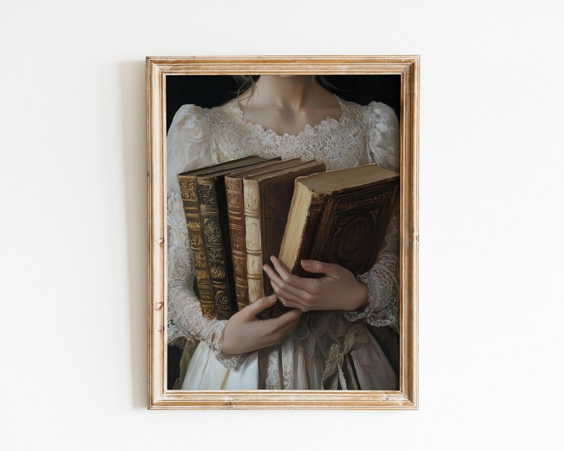 Victorian Woman With Book, Dark Academia Art Print