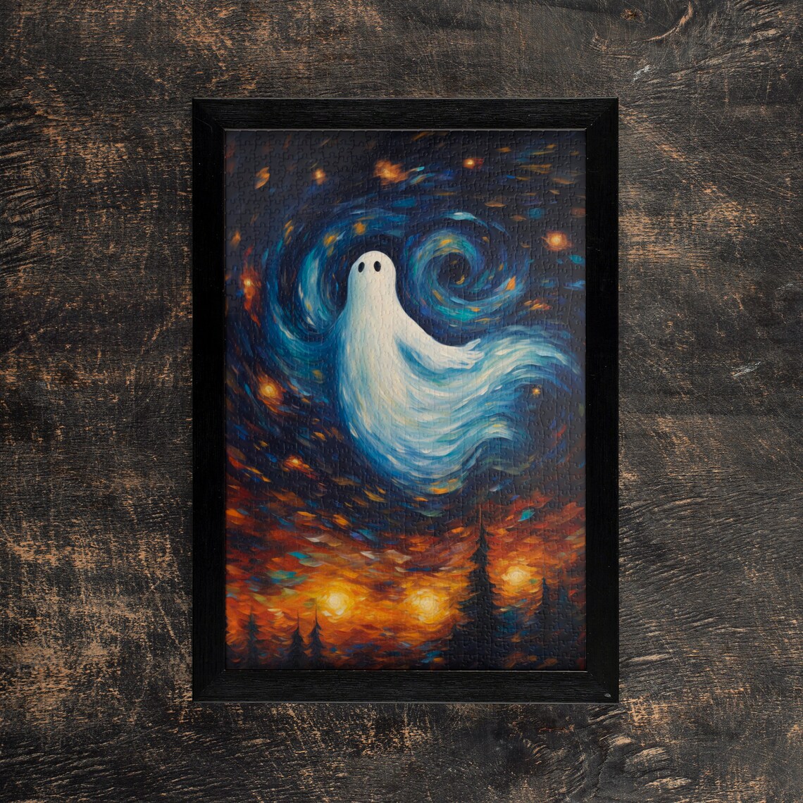 Starry Night Haunting Ghost Vintage Horror Art Print