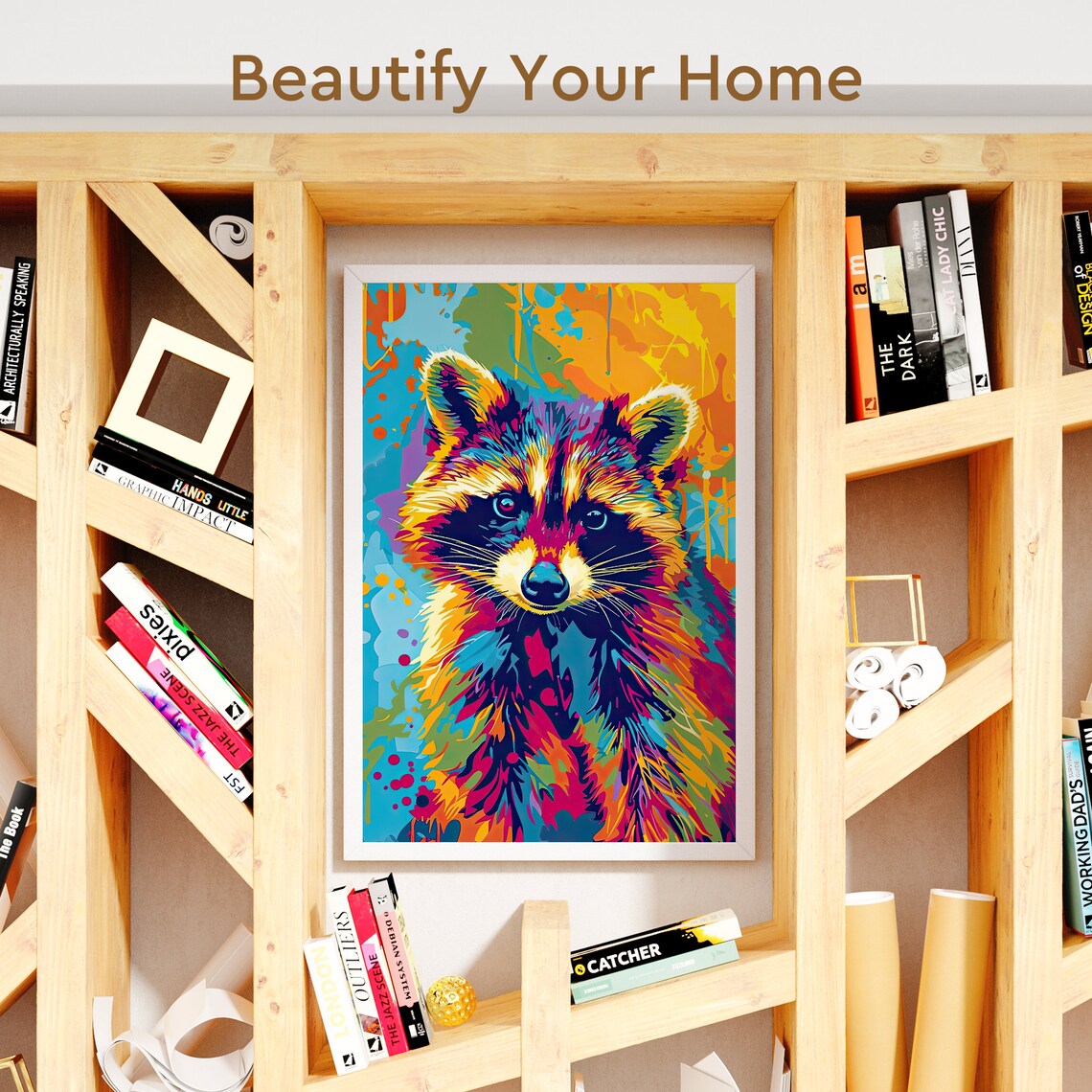 Pop Art Raccoon Portrait, Funny Trash Panda Poster - Image 3