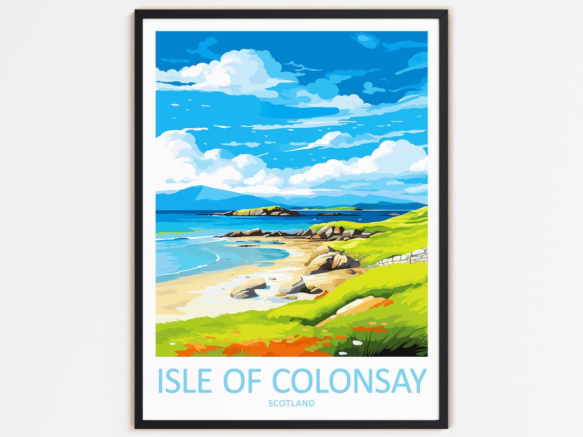 Isle Of Colonsay Travel Print Wall Decor Wall Art Isle Of Colonsay Wall Hanging Home Dcor Scotland Gift Art Travel Lovers Home Decoration
