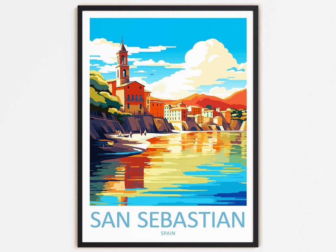 San Sebastian Travel Poster, Spain Wall Decor