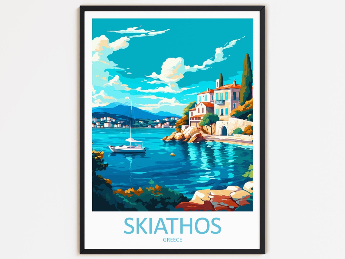 Skiathos Travel Poster, Greece Home Decor