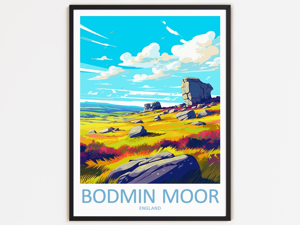 Bodmin Moor Travel Poster, England Home Decor