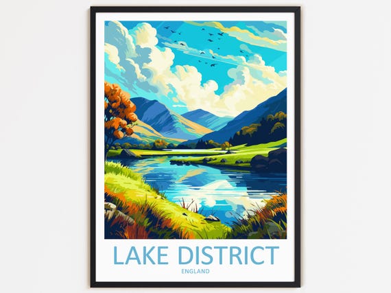 Lake District Travel Print Wall Decor Wall Art Lake District Wall Hanging Home Dcor England Gift Art Travel Lovers Home Decoration