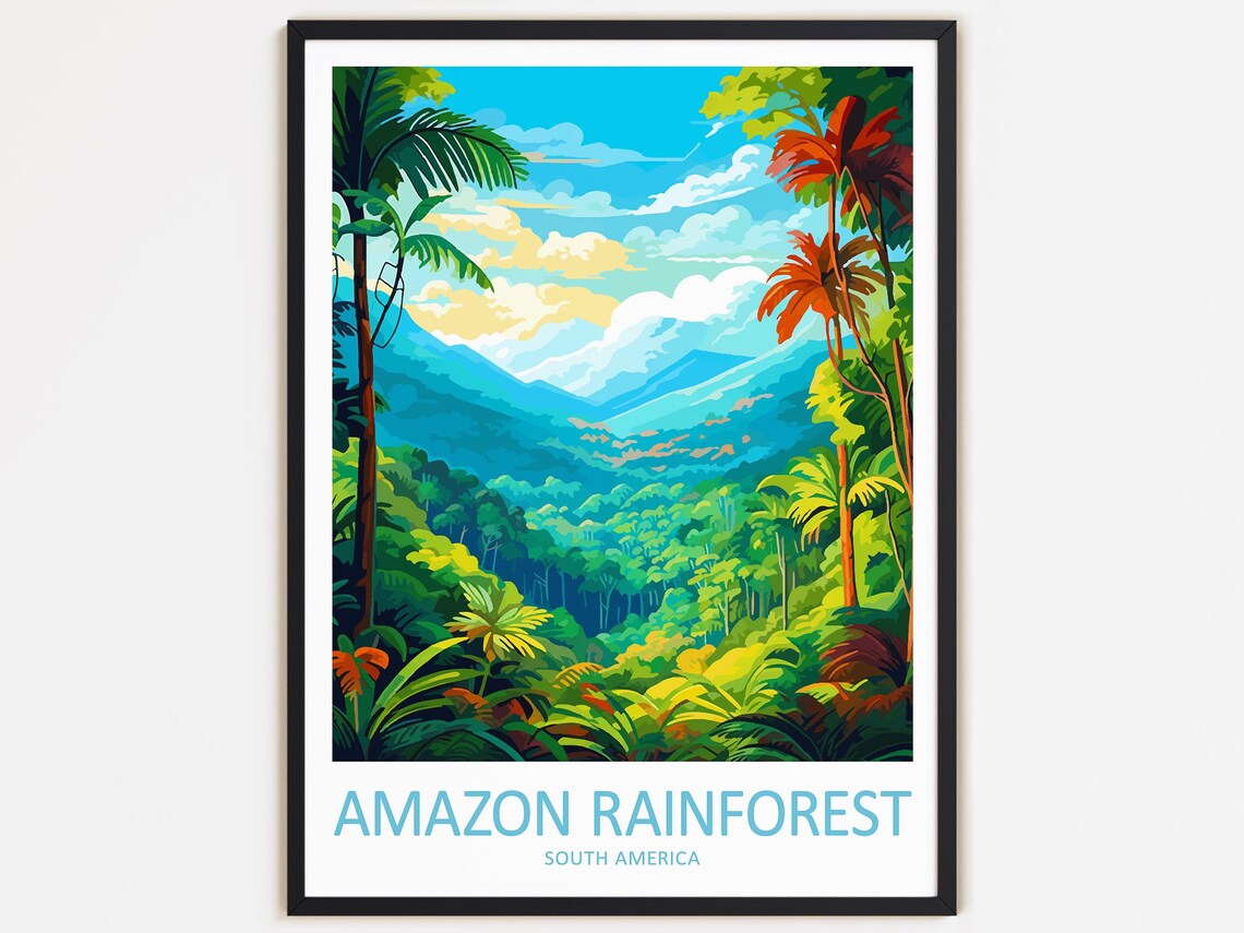 Amazon Rainforest Travel Poster, South America