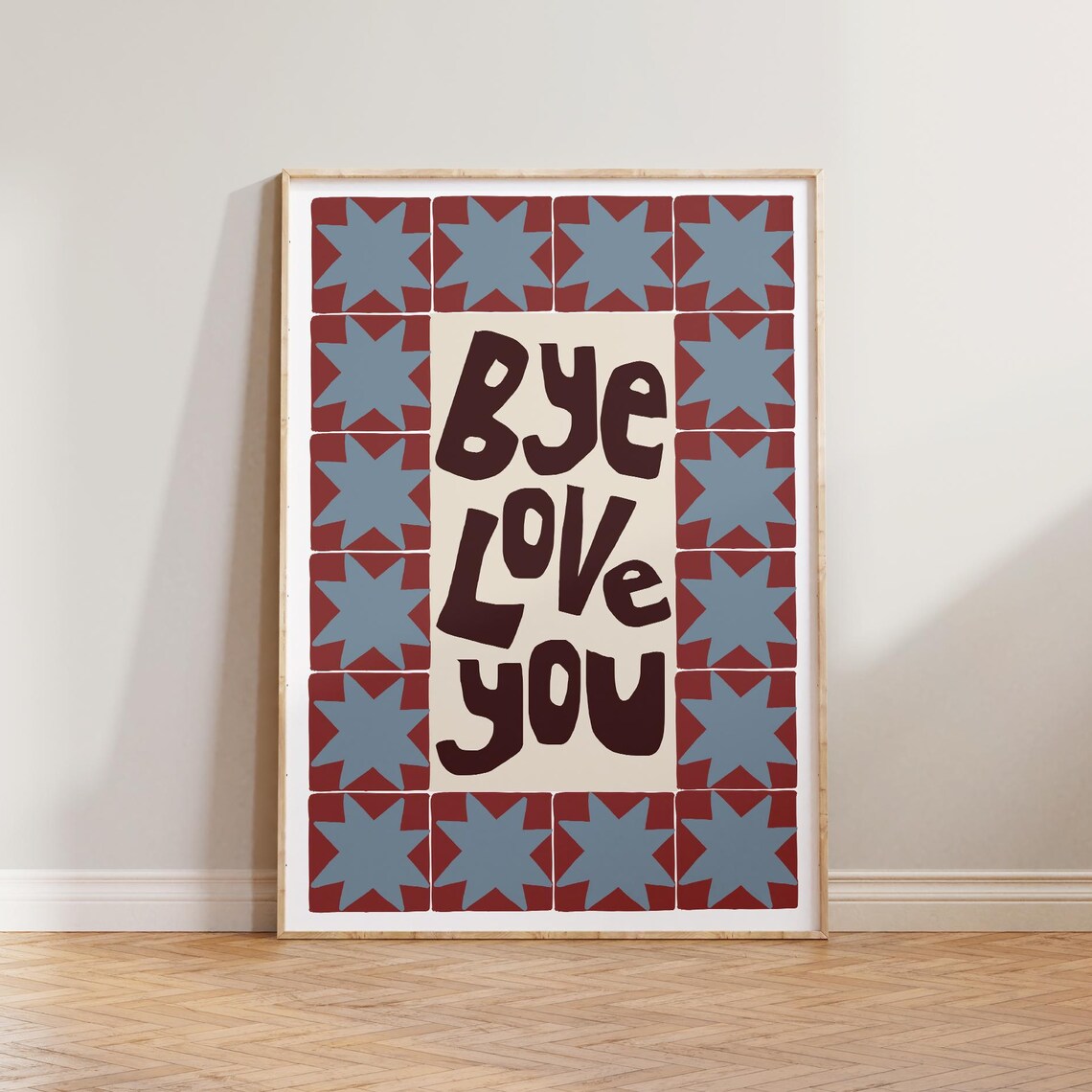 Bye Love You Retro Patchwork Mid-Century Print