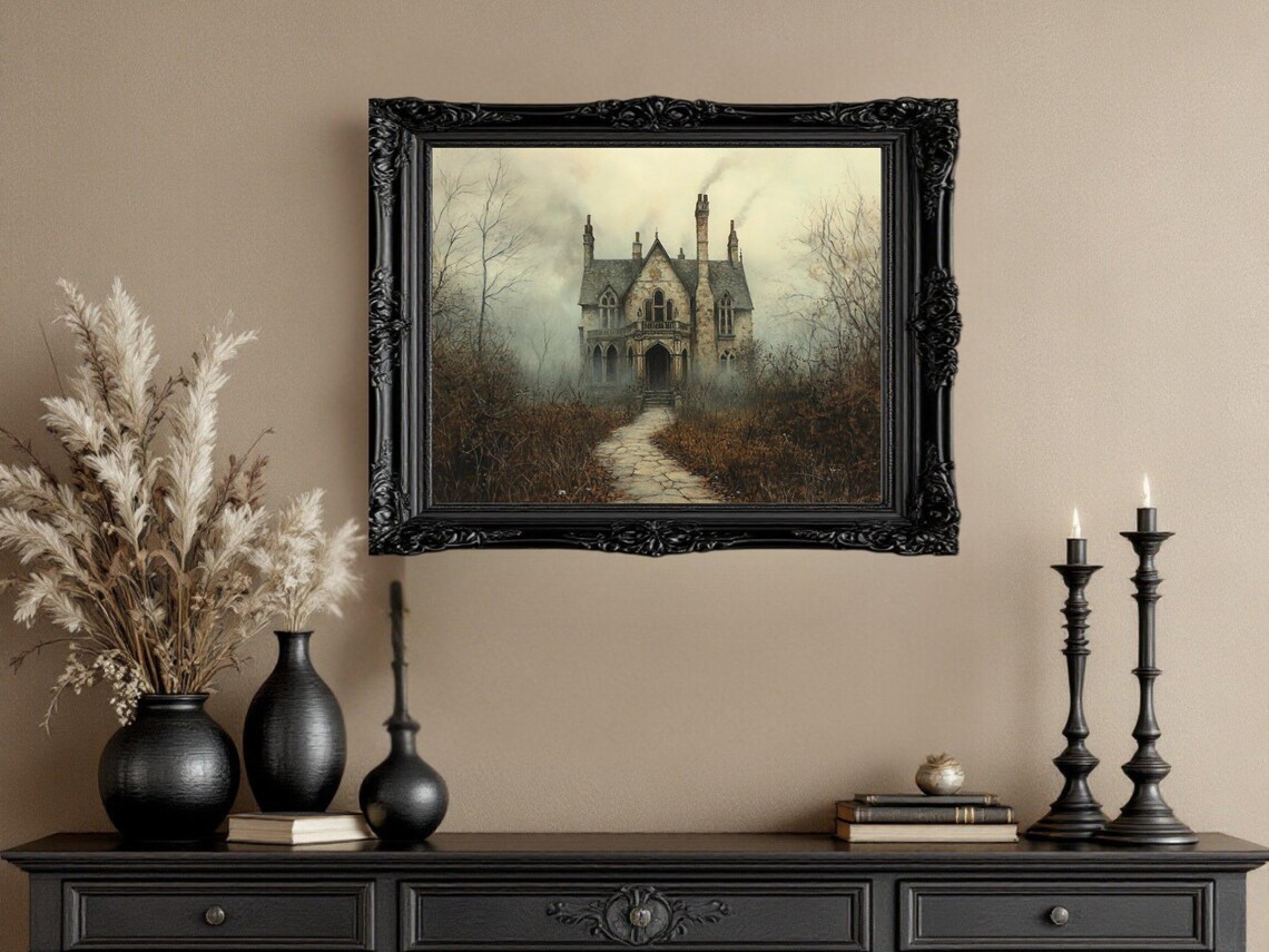Haunted House Halloween Gothic Home Decor Poster - Image 3