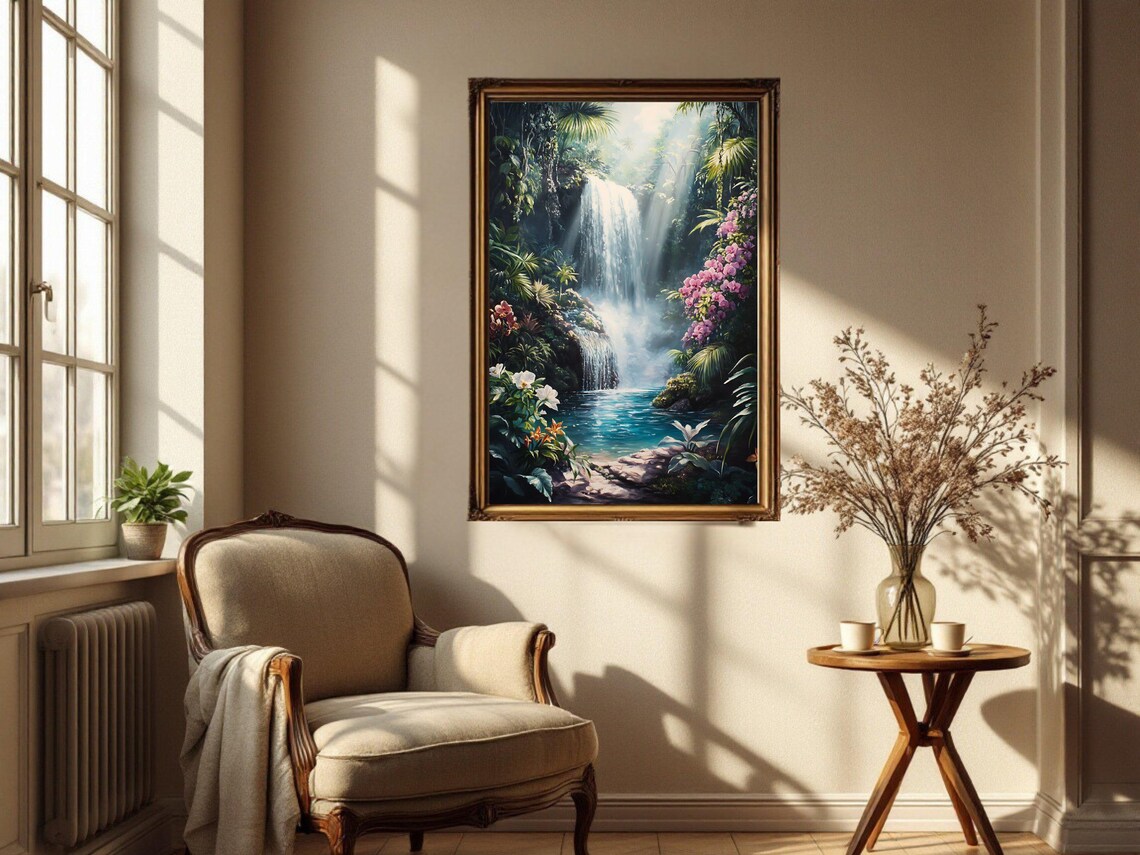 Waterfall Nature Landscape Poster, Tropical Forest - Image 3