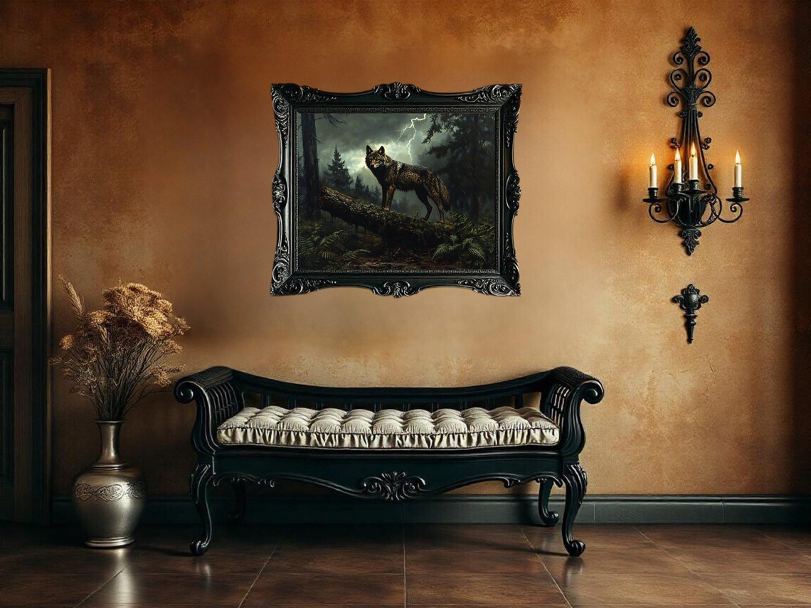 Majestic Wolf, Rainstorm Forest Nature Artwork - Image 3