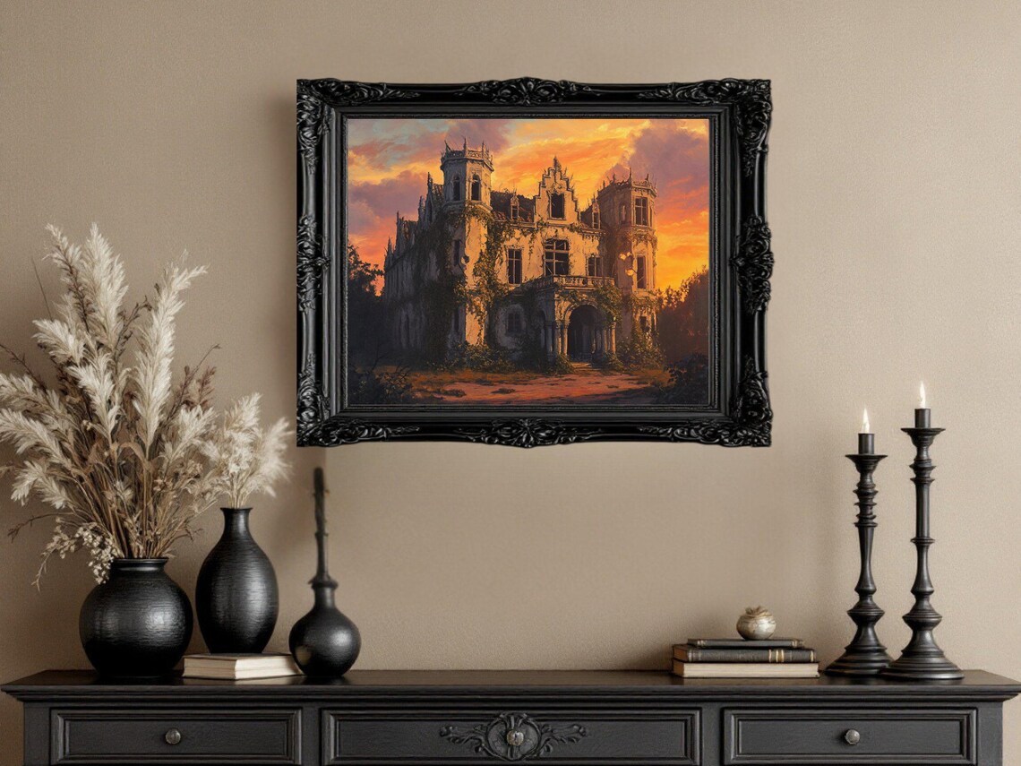 Haunted Castle, Spooky Gothic Landscape Art Print - Image 3