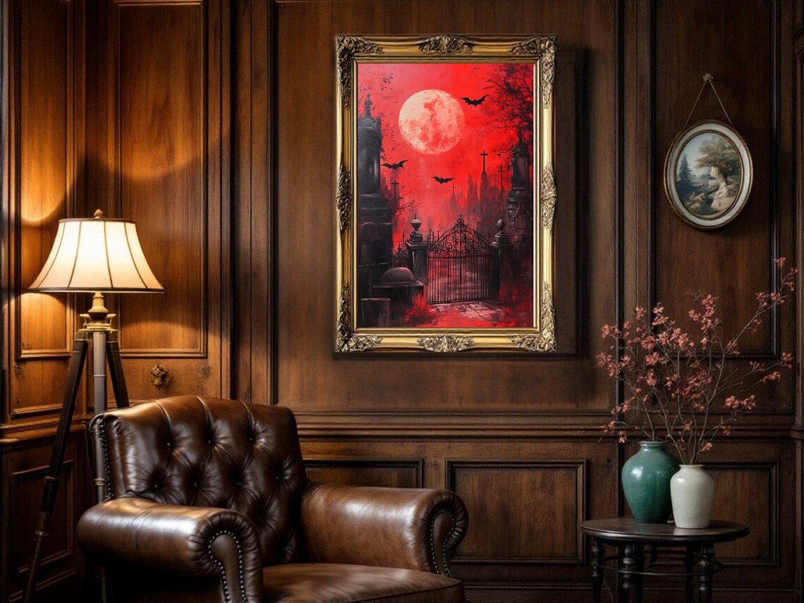 Gothic Cemetery Wall Art, Halloween Decor - Image 3