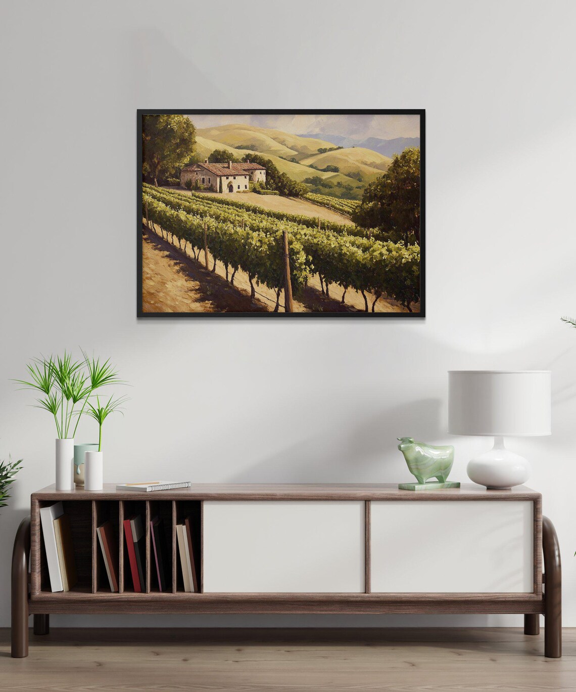 Scenic Vineyard Landscape, Rustic Countryside Art Print - Image 2