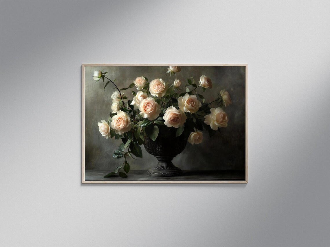 Vintage Roses Botanical Flower Print, Antique Floral Decor