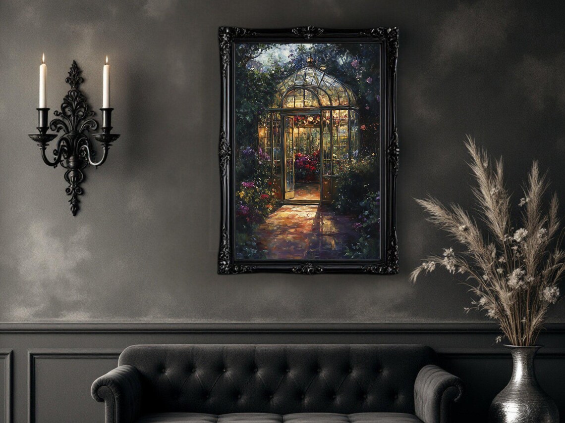 Enchanted Garden Greenhouse, Magical Floral Artwork - Image 2
