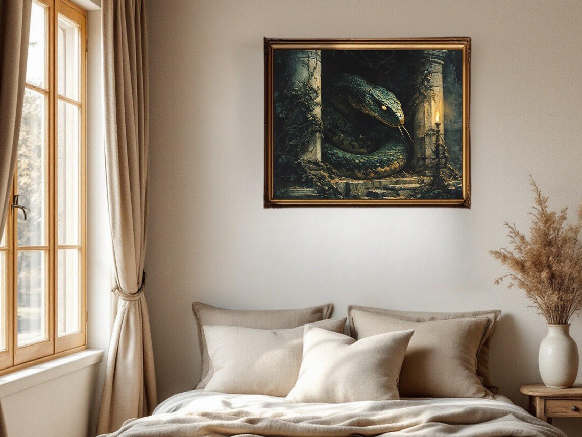 Intricate Snake Wall Art, Gothic Mystical Serpent Poster - Image 2