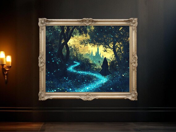 Fantasy Castle Art Print, Enchanted Forest Path