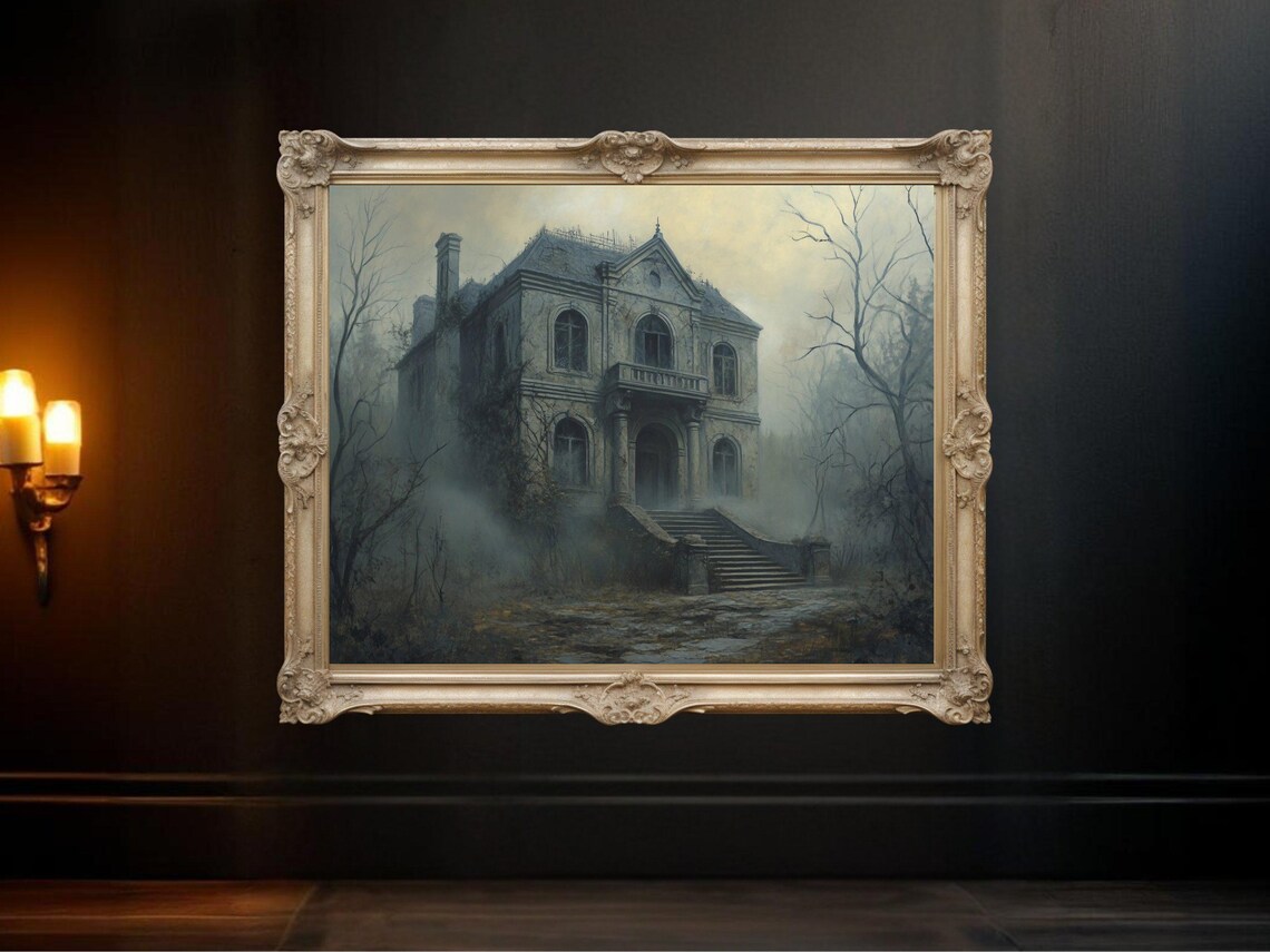 Haunted House, Spooky Gothic Home Decor Art Print