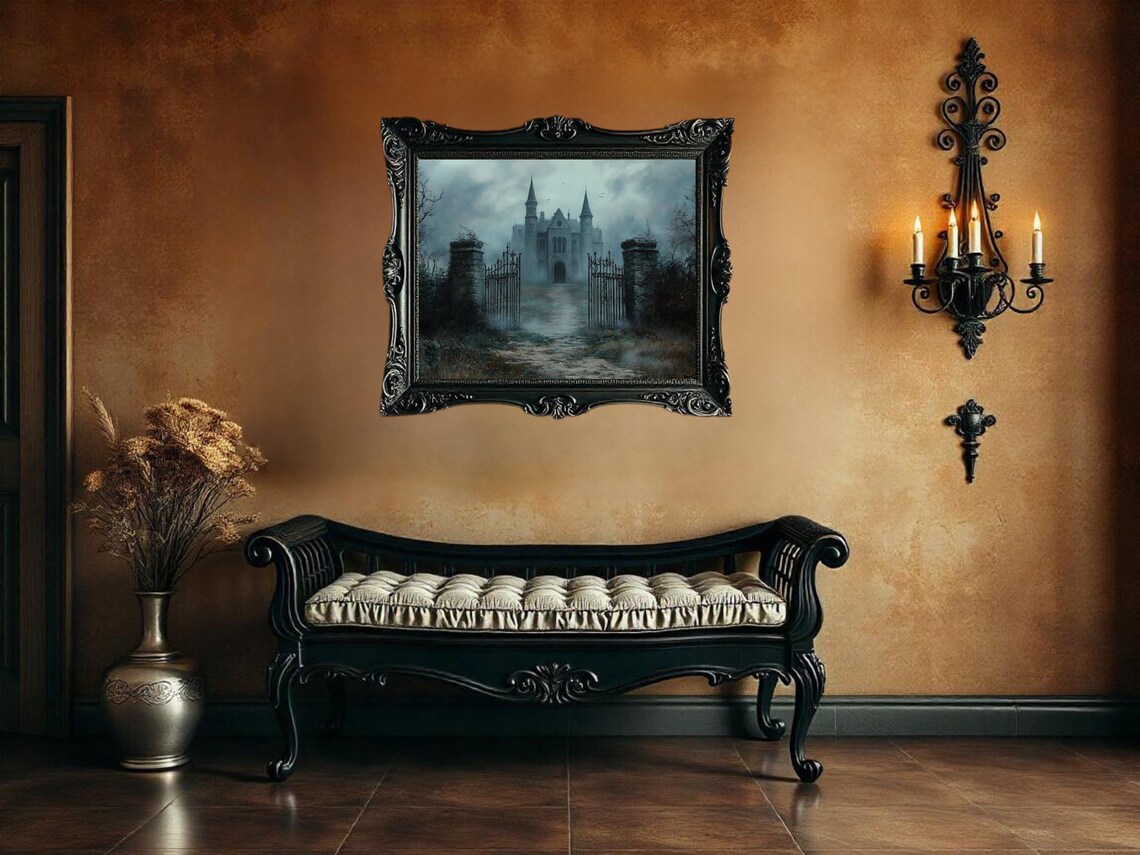 Haunted Mansion, Spooky Castle Gothic Halloween Art Print - Image 2