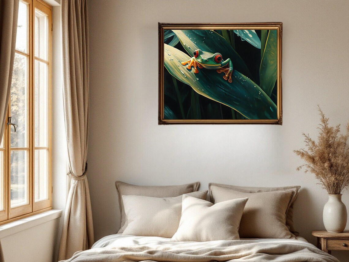 Frog On Leaf Nature Animal Print, Botanical Decor - Image 2