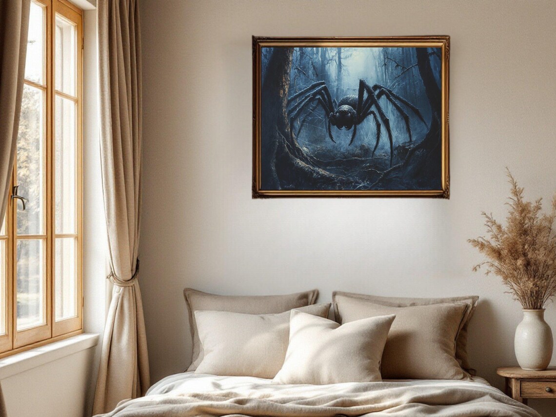 Mysterious Spider in Dark Forest, Gothic Nature Poster - Image 2