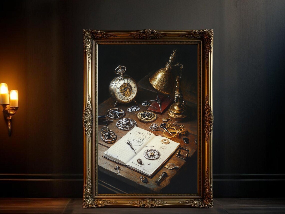 Vintage Steampunk Old Clock Designs, Poster